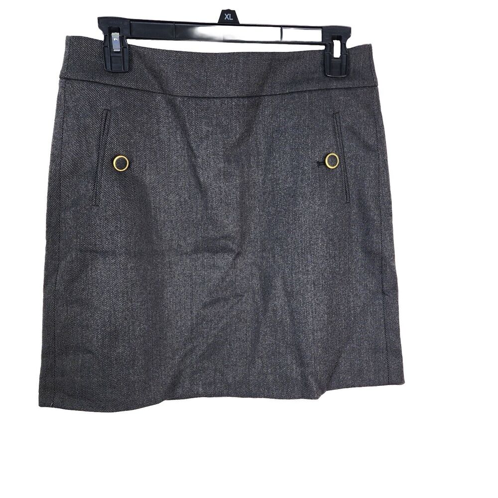 Ann Taylor LOFT Womens Mini Skirt Size 0 Lined Button Pockets Gray A Line Career
